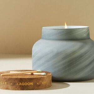 Anthropologie Capri Sandstone Glass Jar Candle NIB 19oz